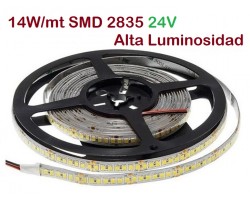 Tira LED 5 mts Flexible 24V 70W 840 Led SMD 2835 IP20 Blanco Cálido, Alta Luminosidad